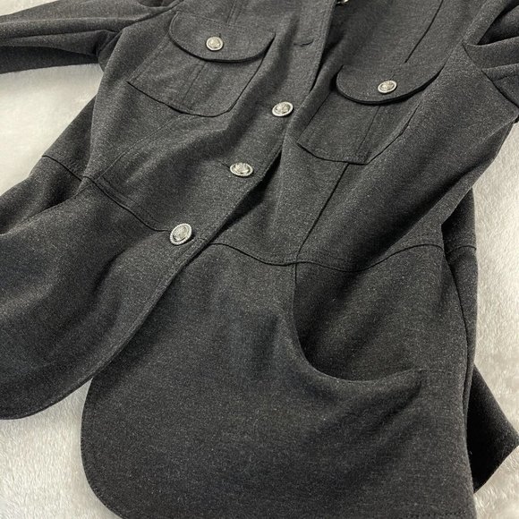 INC INTERNATIONAL CONCEPTS Women's Military Style Ponte Knit Jacket Large Gray - Picture 11 of 16